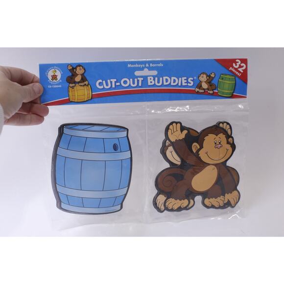 Monkeys and Barrels Cut-out Buddies, Paper Figures, Party Decor, ~ 250113-WH 33 - Picture 1 of 2